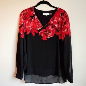 Calvin Klein Woman's Floral Blouse Top Size XS